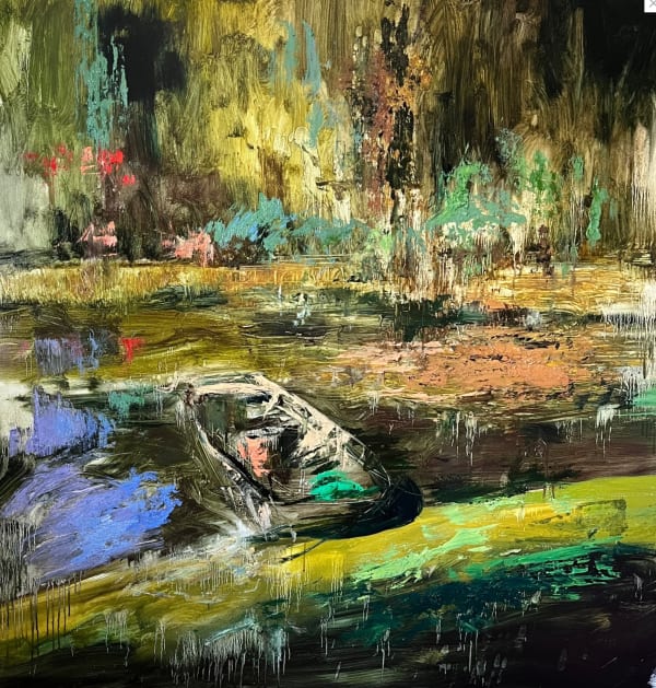 "The Morning Lights” painting by Eric Alfaro artist from Cuba, based in the United States. Available at Carousel Fine Art Atlanta. The artist’s technique transforms acrylic paint with his spatula into unforgettable imagery. His impasto texture captivates, while his use of color and contrast adds striking depth. Colors of this work : Blue, Purple, Aqua, Green, Red, Pink, Orange, Yellow, Brown, Grey, Black, White