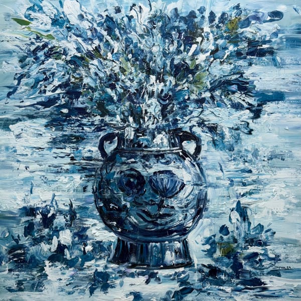 “Mediterranean Blue”, painting by Eric Alfaro artist from Cuba, based in the United States. Available at Carousel Fine Art Atlanta.