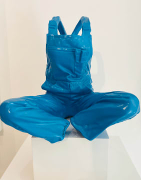 "Sitting Blue", sculpture by Caroline Dechamby artist from Holland, based in Switzerland. Available at Carousel Fine Art Atlanta.