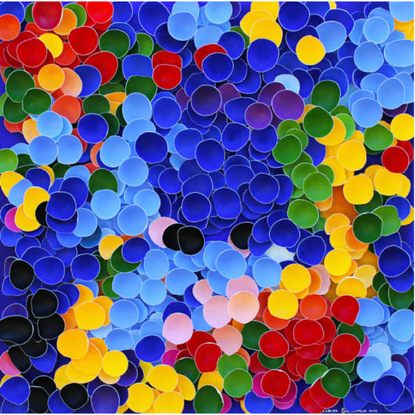 “Impression VII”, mixed media artwork by Larisa Safaryan artist from Armenia, based in L.A. Available at Carousel Fine Art Atlanta.