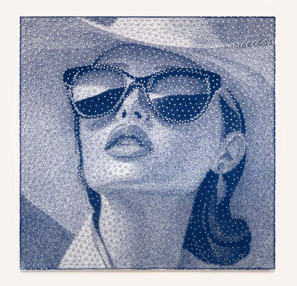 “??” , thread on black board artwork by Nemo Jantzen artist from The Netherlands. Available at Carousel Fine Art.