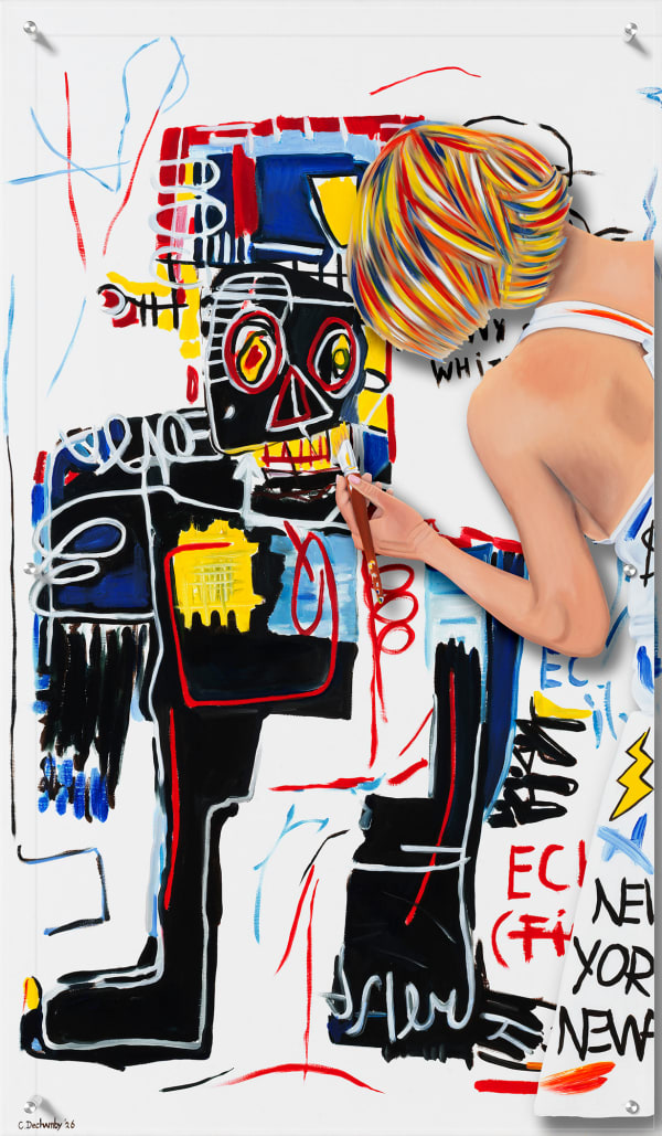 “Tribute to Basquiat ” , painting by Caroline Dechamby artist from Holland, based in Switzerland. Available at Carousel Fine Art Palm Beach.