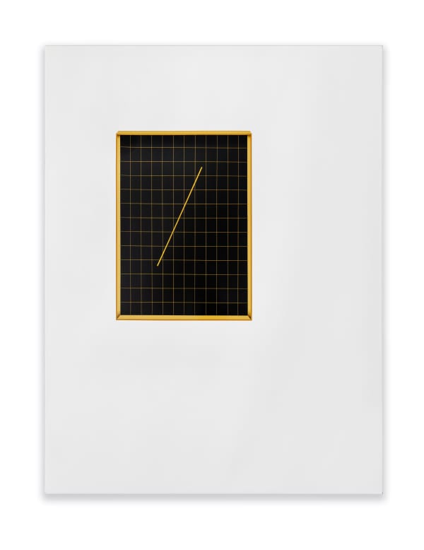 Untitled (casement with grid and golden bar), 2021