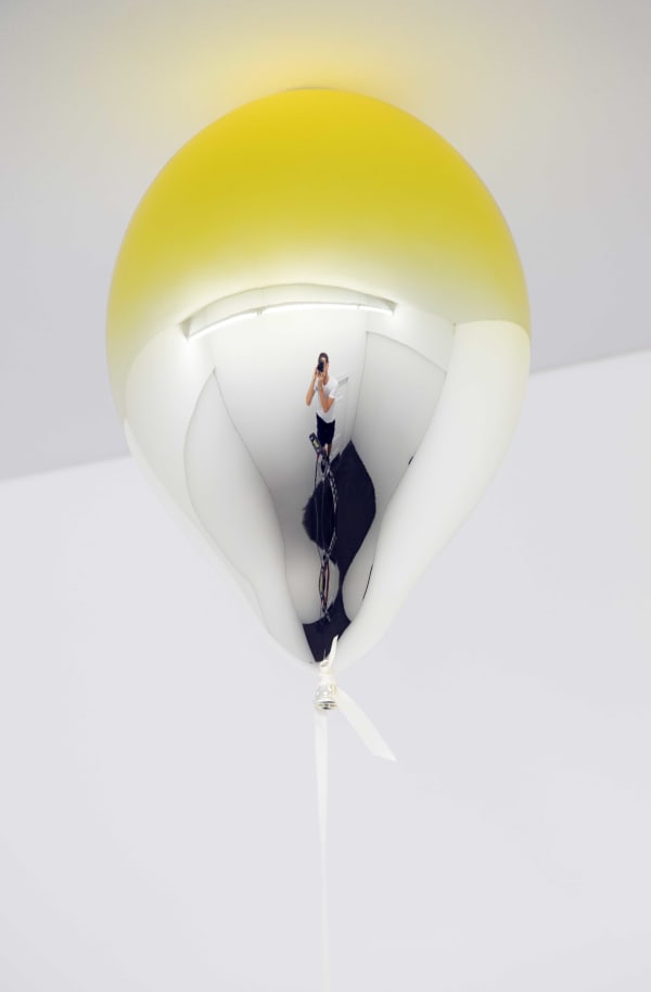 Jeppe Hein, Some see a Balloon, some see a Wish (medium yellow and silver), 2022