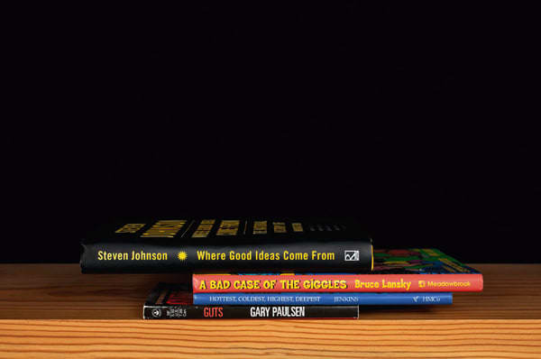 Nina Katchadourian, Where Good Ideas Come From from the series Family Gathering, 2013 ("Sorted Books" project, 1993-ongoing), 2013