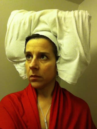 Nina Katchadourian, Lavatory Self-Portrait in the Flemish Style #8 ("Seat Assignment" project, 2010--ongoing), 2011