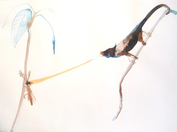 Alexis Rockman, Untitled (Lizard Spitting at Bug), 1987