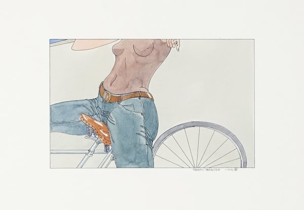 Masami Teraoka, Bicycle Woman at Venice Nude Beach, 1973