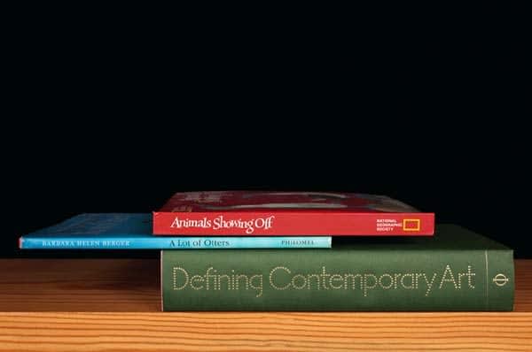 Nina Katchadourian, Animals Showing Off from the series Family Gathering, 2013 ("Sorted Books" project, 1993-ongoing), 2013