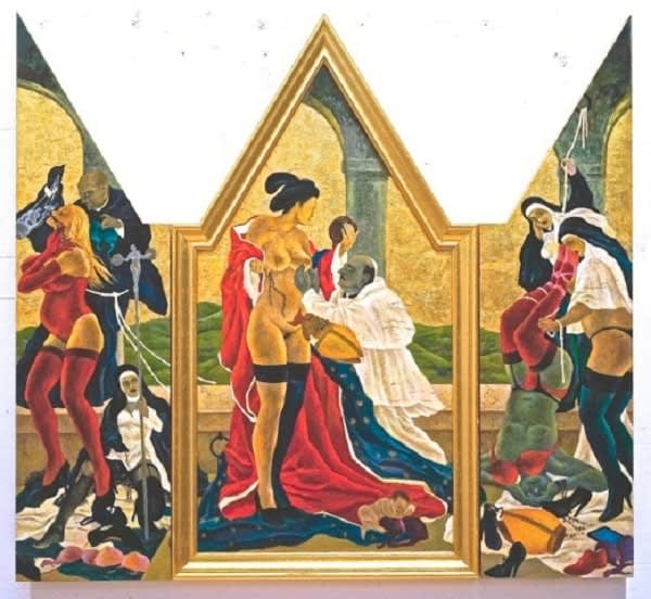 Masami Teraoka, The Cloisters Last Supper/Geisha and Pope, 2010-2015