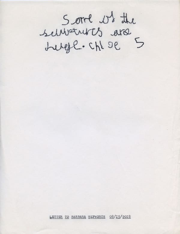 Lenka Clayton, Letter to Barbara Hepworth 08/15/2018 In the series  "Typewriter Drawings", 2018
