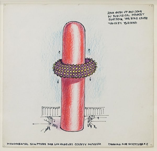 Masami Teraoka, Monumental Sculpture for Los Angeles County Museum: Drawing for Sculpture 11 (LACMA Engagement Ring on Hotdog), 1969