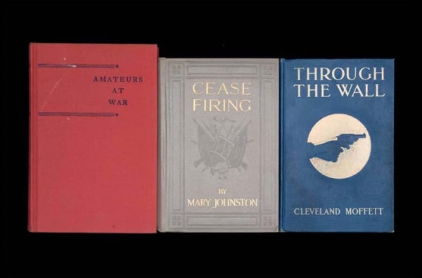 Nina Katchadourian, Amateurs at War from the series Once Upon a Time in Delaware/In Quest of the Perfect Book, 2012 ("Sorted Books" project, 1993-ongoing), 2012