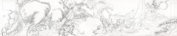 Masami Teraoka, Study for Sinking Pleasure Boat and Dinosaurs, 1977