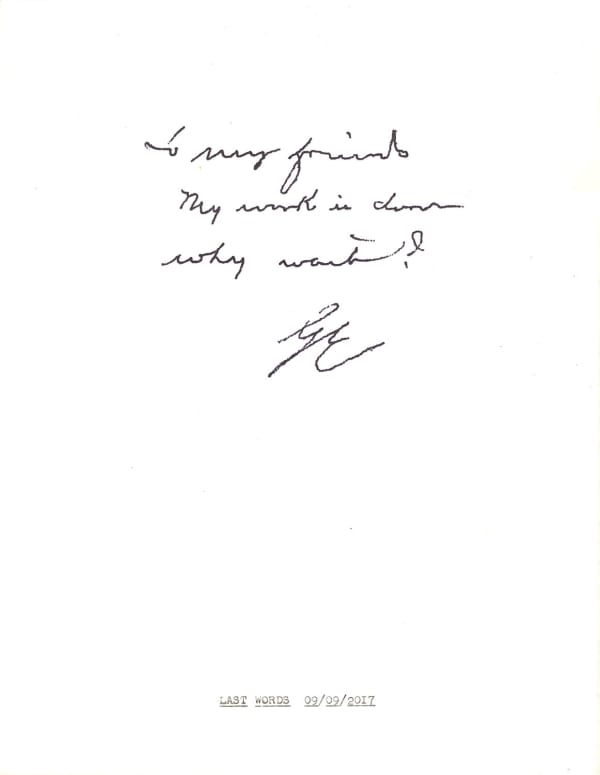 Lenka Clayton, Last Words 09/09/2017 In the series "Typewriter Drawings", 2017