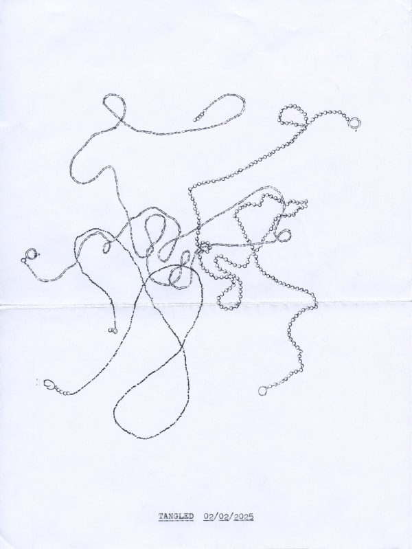 Lenka Clayton, Tangled 02/02/2025 in the series “Typewriter Drawings”, 2025