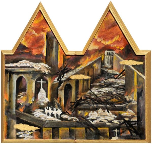 Masami Teraoka, Notre Dame Ruined/Stage Set I, 2022