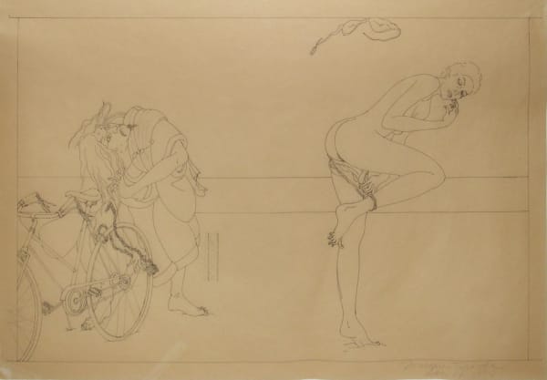 Masami Teraoka, Venice Nude Beach/Study for Woman and Bicycle, 1974