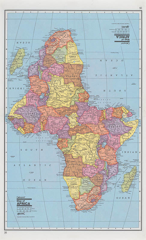 Nina Katchadourian, Africa from Geographic Pathologies, 1996