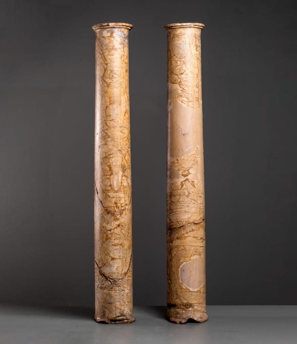 PAIR OF PIETRA PAESINA COLUMNS, Italy, 19th Century