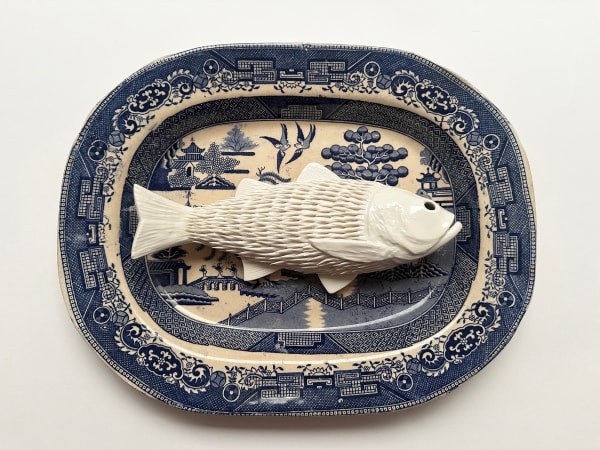 Ikuko Iwamoto, “I ate lots of plastics, and now I am your dinner. Enjoy!” (Seabass-right-hand-side), 2025