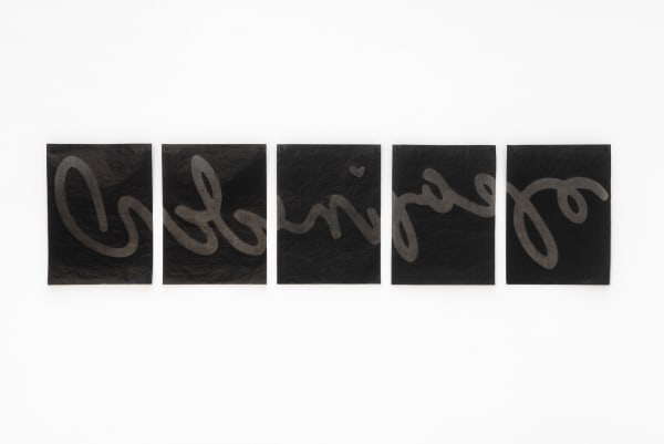 Lizi Sánchez Nana, 2019 Drawing on carbon copy paper 160 x 40 cm (5 individual sheets)