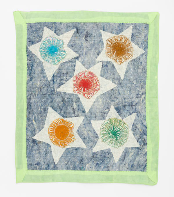 Feliciano Centurión Untitled (Stars), n.d Ñandutí and acrylic on blanket 54 x 44 cm 21 1/4 x 17 3/8 in