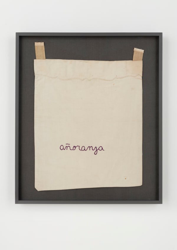 Feliciano Centurión Añoranza [Longing], n.d. Embroidery on pillowcase Unframed: 49 x 42 cm (19 1/4 x 16 1/2 in) Framed: 66 x 56.7 x 5 cm (26 x 22 3/8 x 2 in)