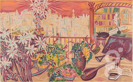 Renee Halpern, Vue De La Terrasse Sur Jerusalem