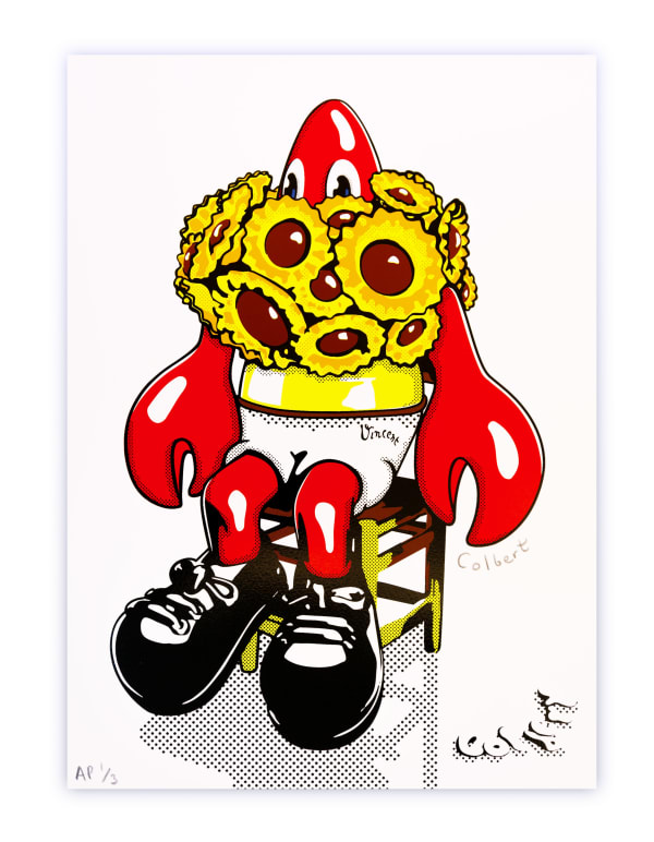 Philip Colbert, Lobster and Sunflowers - White, 2023