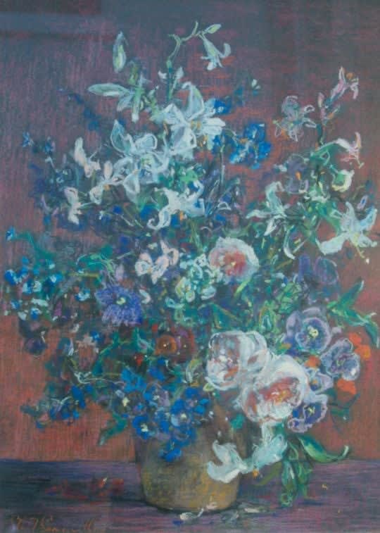 Modern British Paintings, 'Mixed Flowers in a Vase' by Stuart Sommerville