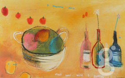 Emma Davis, Four Strawberries Floating