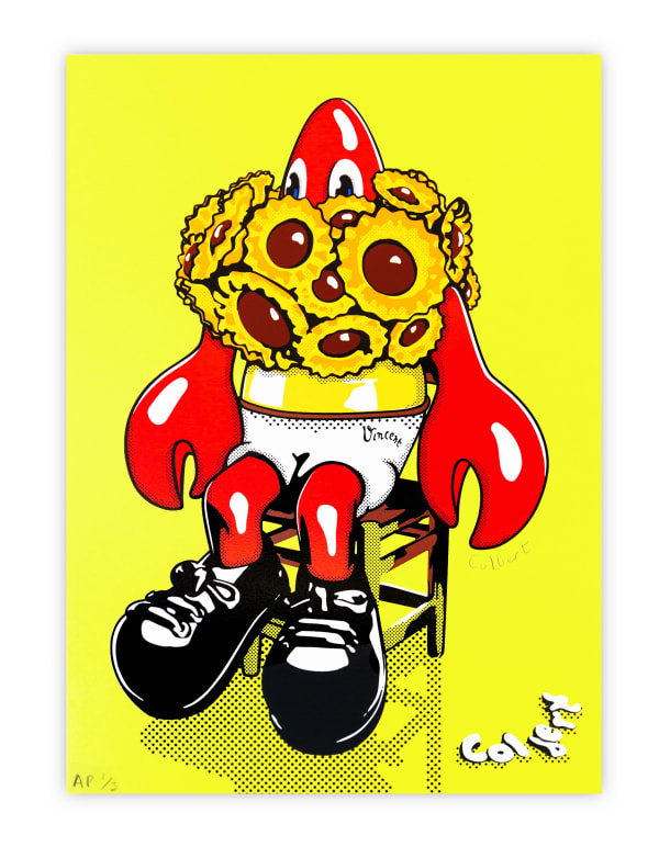 Philip Colbert, Lobster and Sunflowers - Yellow, 2023