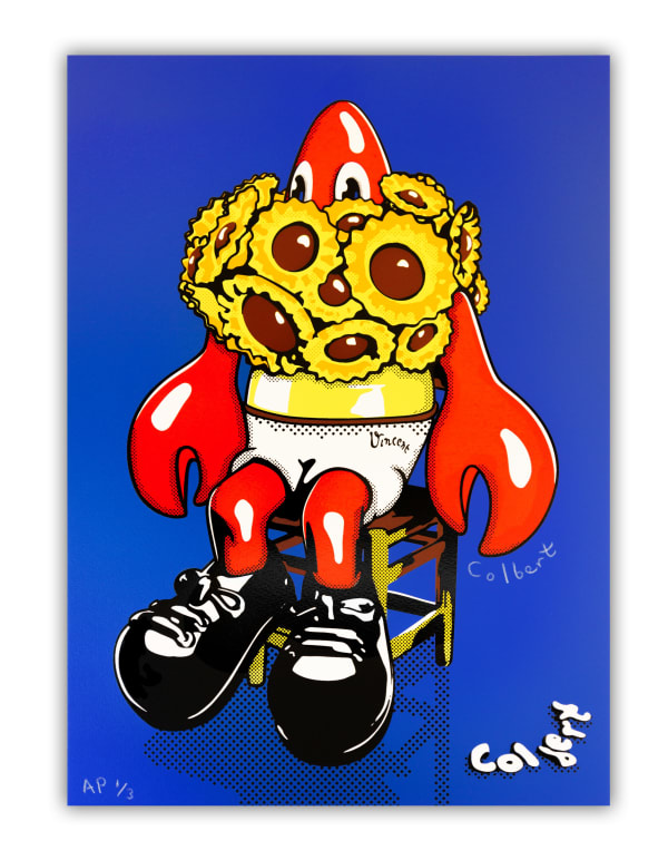 Philip Colbert, Lobster and Sunflowers - Blue, 2023