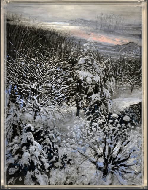 Snowy Evening Under Snowy Morning