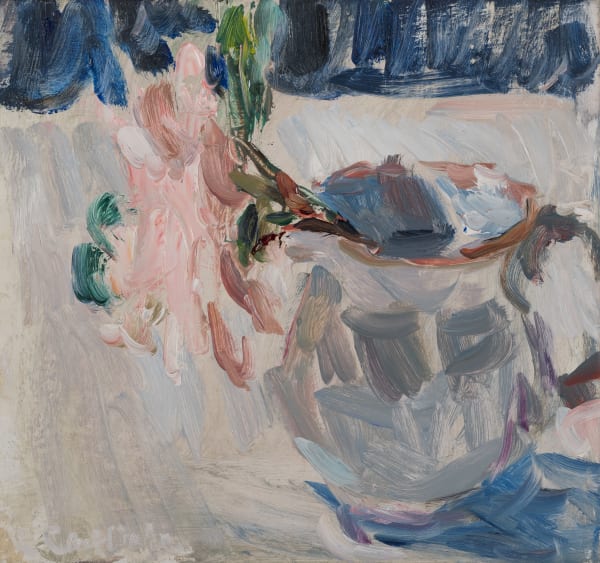 Lynne Cartlidge, Camellia in a Blue Jug, 2024