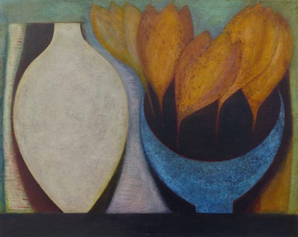 Vivienne Williams, Flask with Yellow Crocus, 2023
