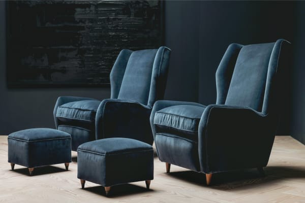 Gio Ponti, Armchairs with foot stools