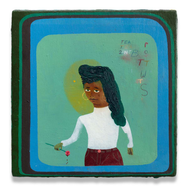 Kenny Rivero I Still Hoop, 2020 Oil on canvas 8 x 8 in (20.3 x 20.3 cm)