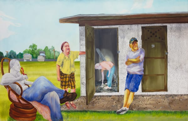 Maggie Ellis The Sheds, 2019 Oil on canvas 45 x 55 in (114.3 x 139.7 cm)