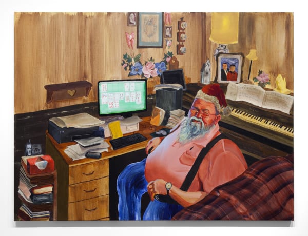 Maggie Ellis Playing Freecell, 2019 Acrylic on canvas 43 3/4 x 59 in (111.1 x 149.9 cm)