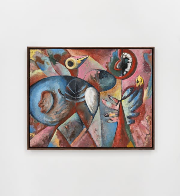 Gianna Dispenza King and the Innocent, 2023 Oil and concrete on panel, artist-chosen frame 24 x 30 x 2 inches (61 x 76.2 x 5.1 cm) Framed: 25 1/5 x 32 x 2 4/5 inches (79 x 64 x 7 cm)