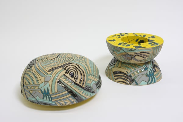 Bari Ziperstein Aquatic Sports, 2019 Stoneware, glaze and underglaze 12 x 14 x 14 in (30.5 x 35.6 x 35.6 cm)