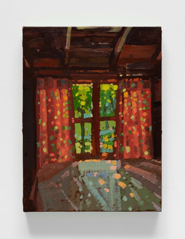 Keiran Brennan Hinton Curtain Window, 2025 Oil on linen 12 x 9 inches (30.5 x 22.9 cm)