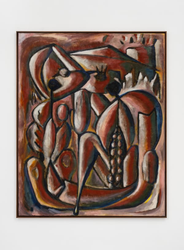 Gianna Dispenza Are We All Gonna Fit In This House?, 2023 Oil and sand on canvas, artist-chosen frame 60 x 48 inches (152.4 x 121.9 cm) Framed: 61 1/2 x 49 1/2 x 2 2/5 inches (152 1/5 x 125 7/10 x 6 cm)