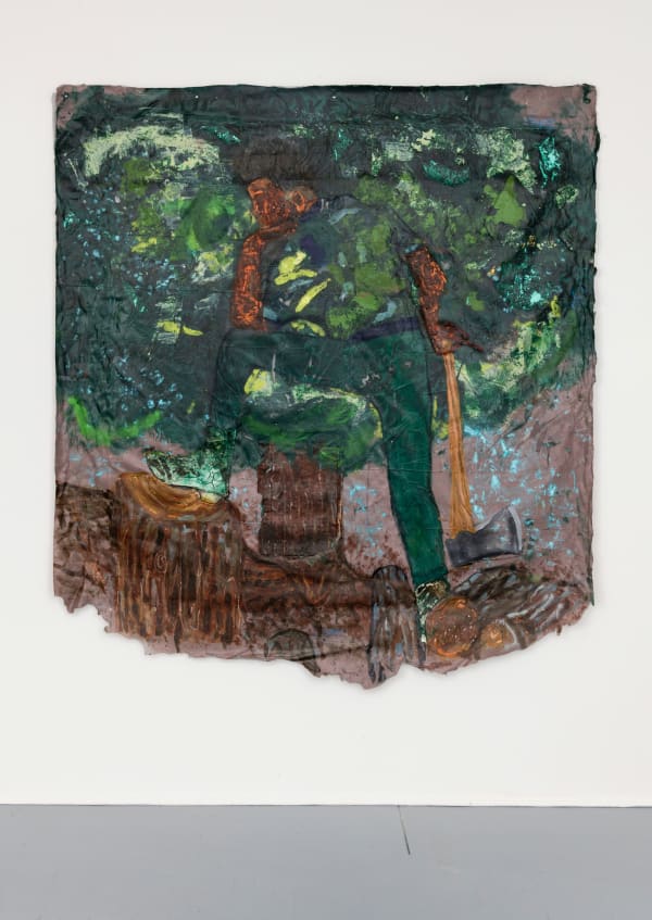 Kirk Henriques He Should Be Like A Tree, 2021 Oil and acrylic on fiberglass mesh 81 × 73 inches (205.7 × 185.4 cm)