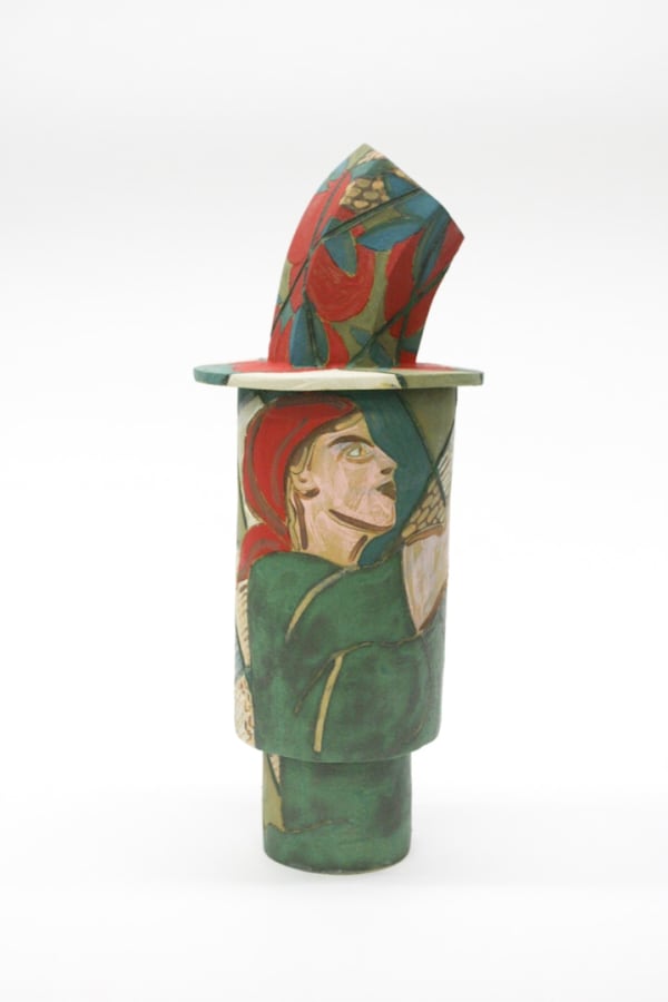 Bari Ziperstein Fruit for our devoted Labor, 2018 Stoneware, glaze and underglaze 22 1/2 x 8 1/2 x 8 1/2 in (57.1 x 21.6 x 21.6 cm)