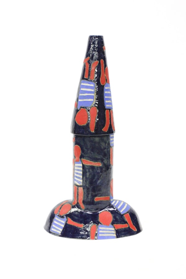 Bari Ziperstein Children Exercising Fabric, 2018 Stoneware, glaze and underglaze 22 1/2 x 11 1/2 x 5 x in (57.1 x 29.2 x 12.7 cm)