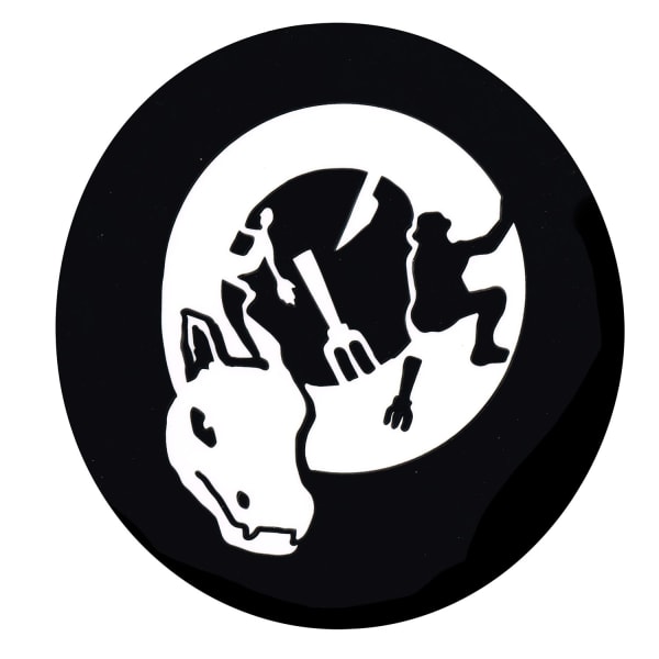 Feasting on Salted Dragon (white on black), 2023 Acrylic Inlay 18x17cm