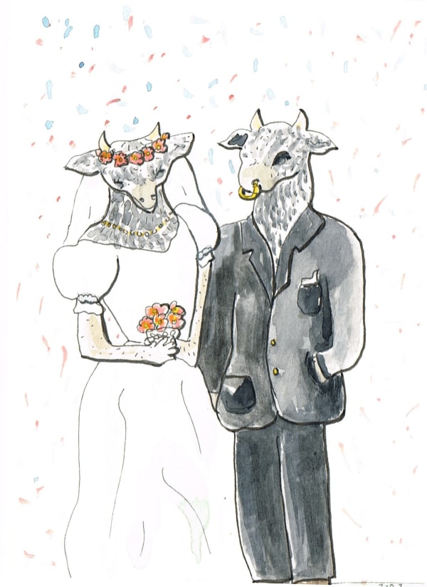 Make an Honest Minotaur of Me!, 2012 Ink & watercolour on paper 6x4" approx. 15x10cm